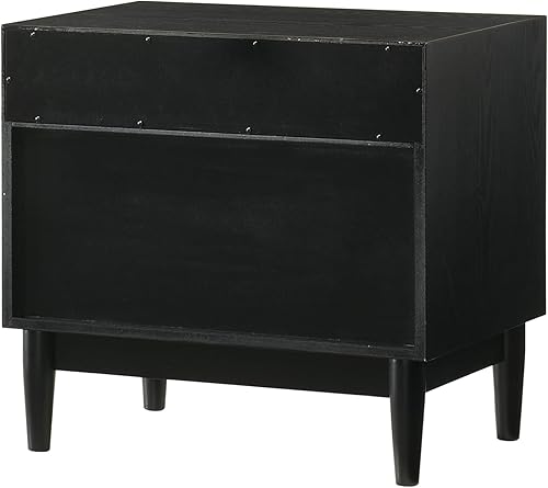 Miniatura 6 de Armen Living Artemio Moderna Mesita de noche de madera con 2 cajones con estante, color negro