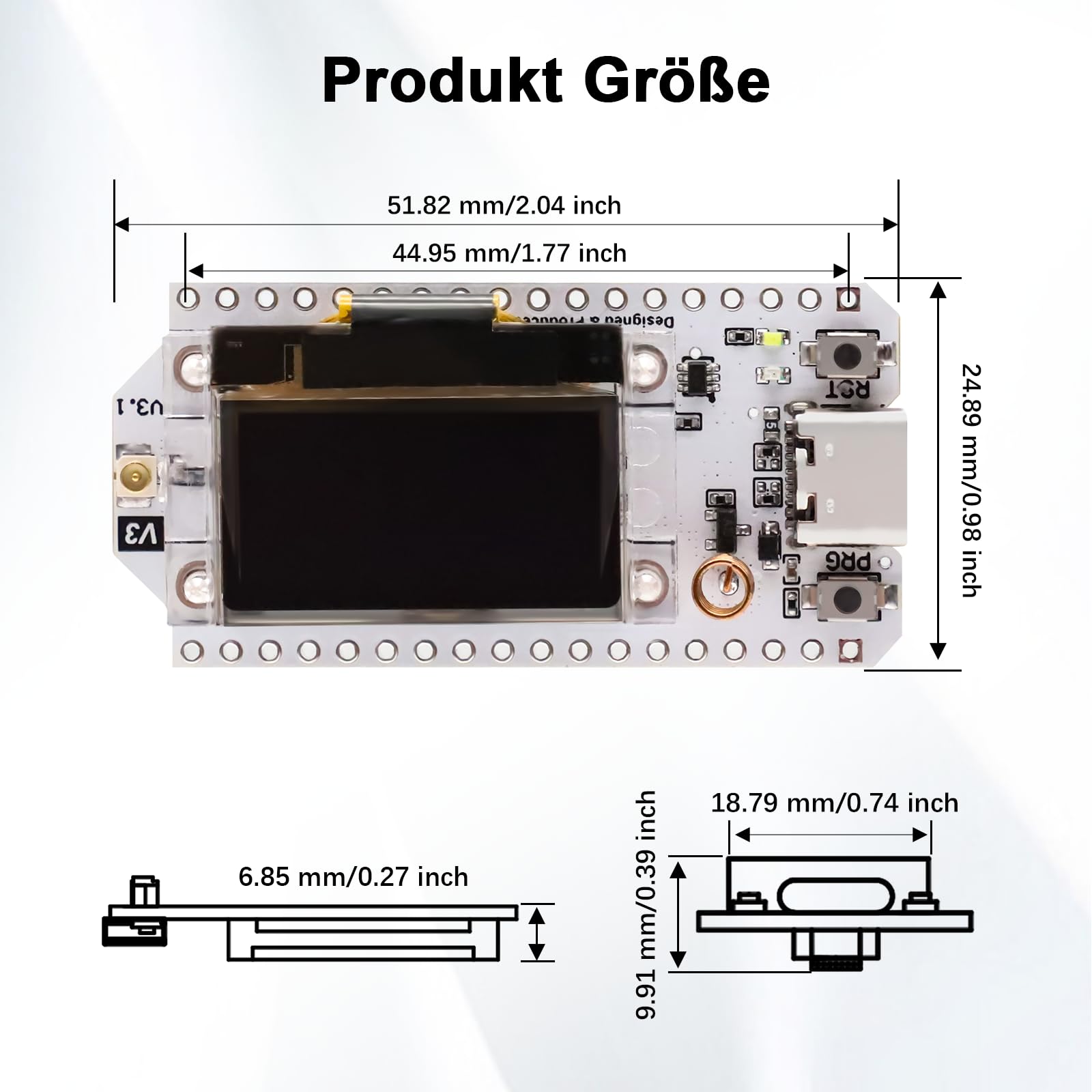 ARCELI Carte de développement LoRa ESP V3, module LoRa ESP Meshtastic avec écran OLED ESP et antenne, carte IOT double cœur USB 240MHz Bluetooth WiFi 863 928MHz compatible avec Arduino/Meshtastic (2