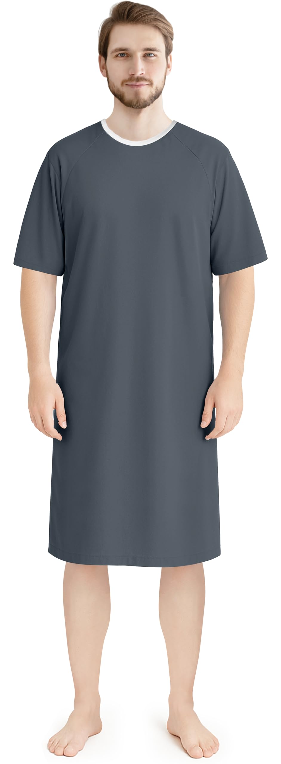 Utopia Care Mens Hospital Gown Soft and Comfortable Patient Gown Medium-Large Charcoal Grey