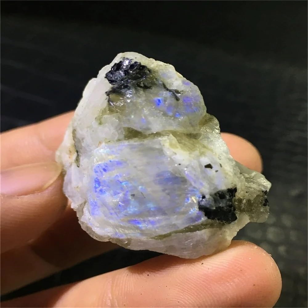 QINGQI Pietra Naturale Cristal Naturale Bianco Pietra di Luna Minerale Ghiaia Acquario Vaso di Fiori paesaggistica Decorazione al Quarzo Chakra(260-300g)