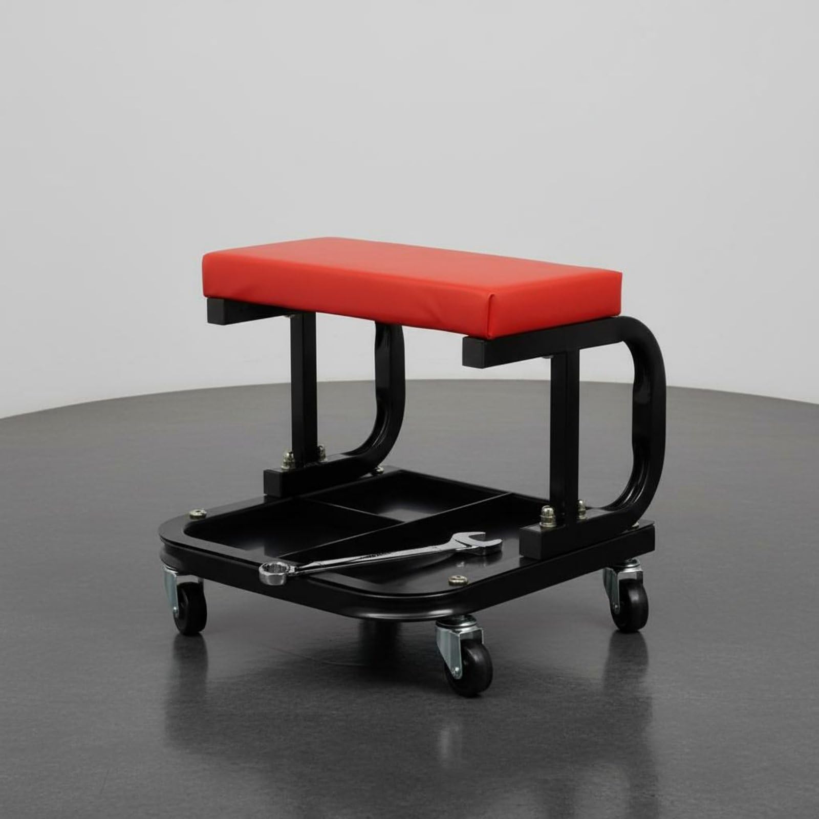 Colcolo Asiento Mecánico Taburete Rodante Banco Taller Silla Taller con Bandeja Organizador y Cojín Cómodo Movimiento en Taller y Garaje Adecuado para