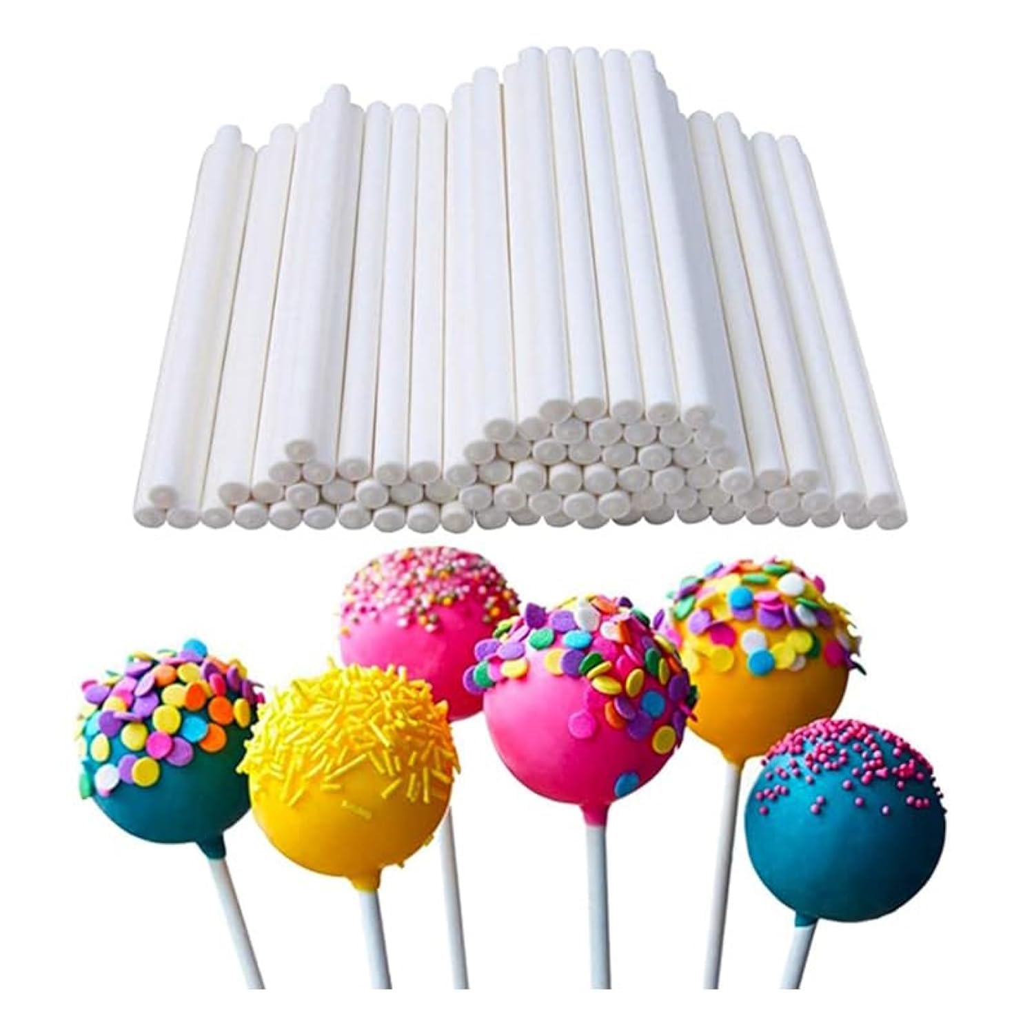 Haawooky 400 Pcs White 10cm/4in Lollipop Sticks,Cake Pop Sticks,Sucker Sticks for Cookies,Rainbow Candy,Chocolate,Cake Topper