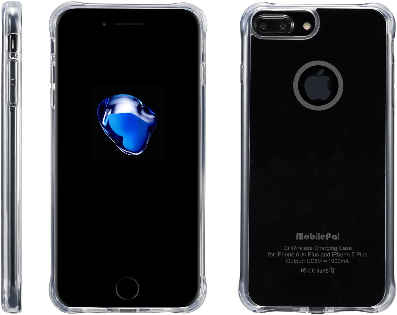 MobilePal Qi Wireless Charging Case for iPhone 7 Plus and iPhone 6(s) Plus [New 2017 Model] (Black)