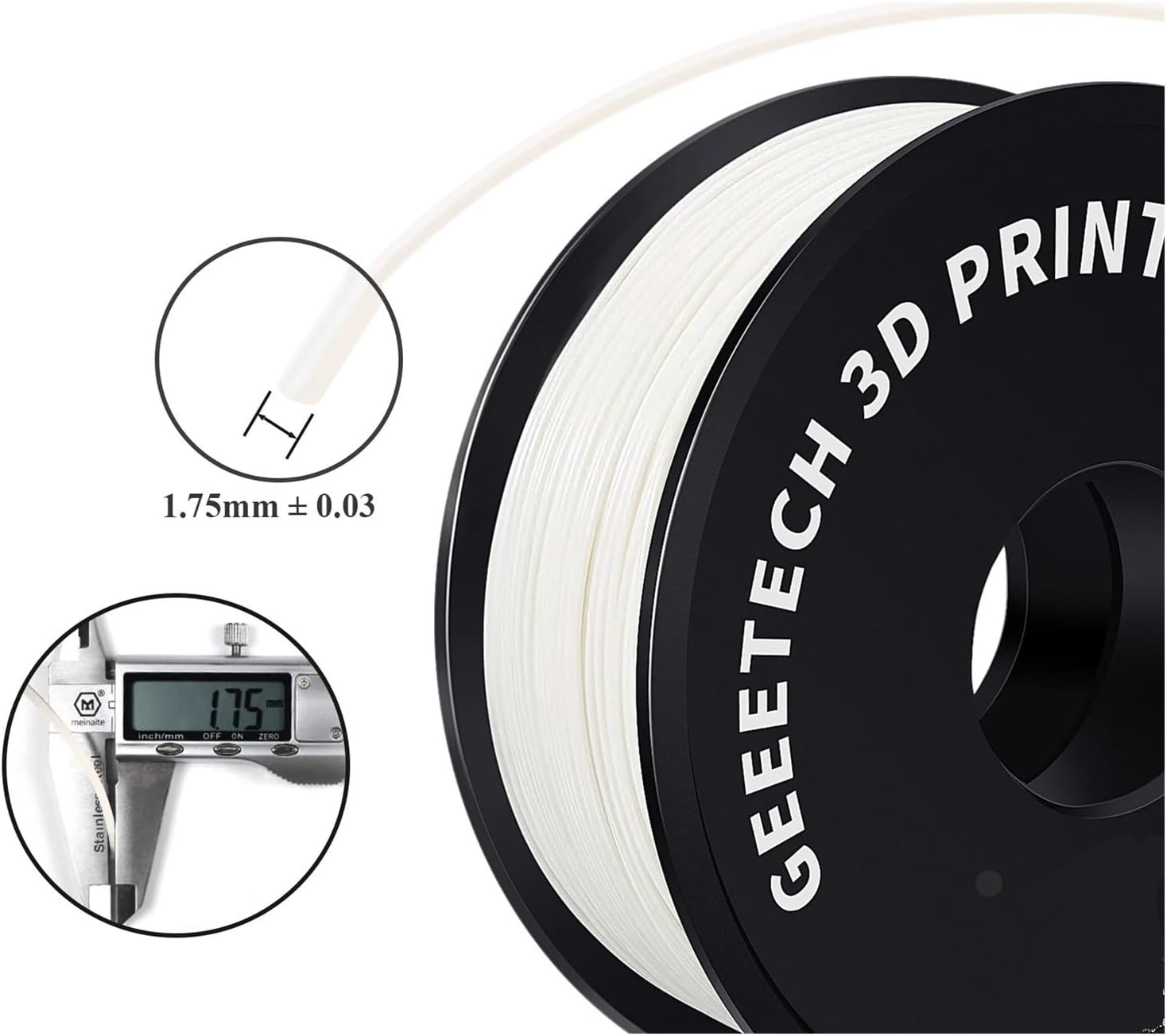 ABS 3D Filament 1.75mm 1KG Plastic, 3D Printer Material, Tangle-Free, Non-Toxic, Vacuum Packaging White Black