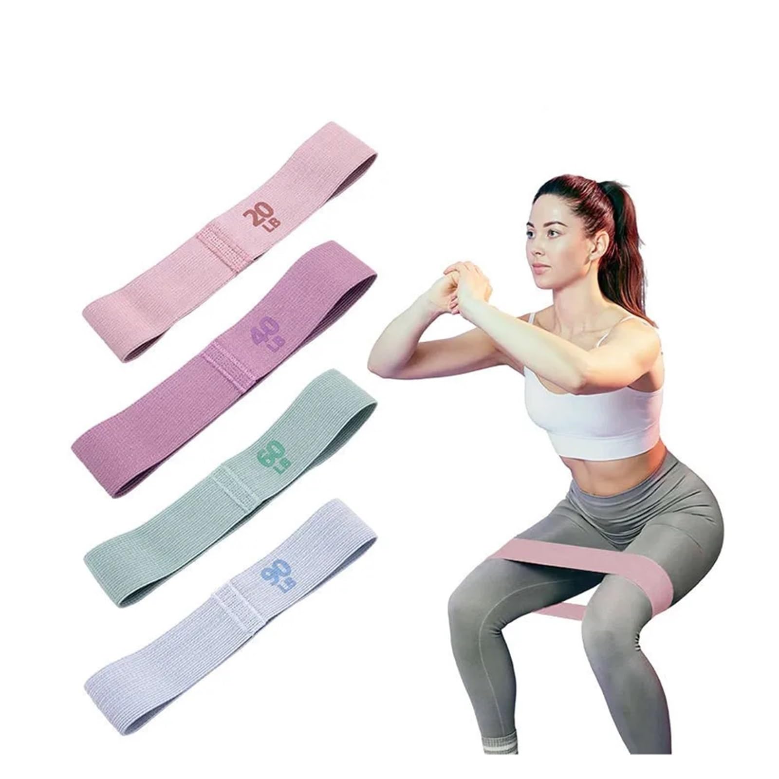 Gomas Elasticas Musculacion Banda de Resistencia for glúteos, Bandas elásticas for glúteos y Muslos, Banda de Goma for Ejercicio, Equipo de Gimnasio y Yoga(4PCS Set)