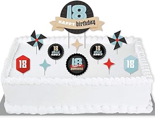 Big Dot of Happiness Boy 18th Birthday - Eighteenth Birthday Party Cake Decorating Kit - Happy Birthday Cake Topper Set - ...