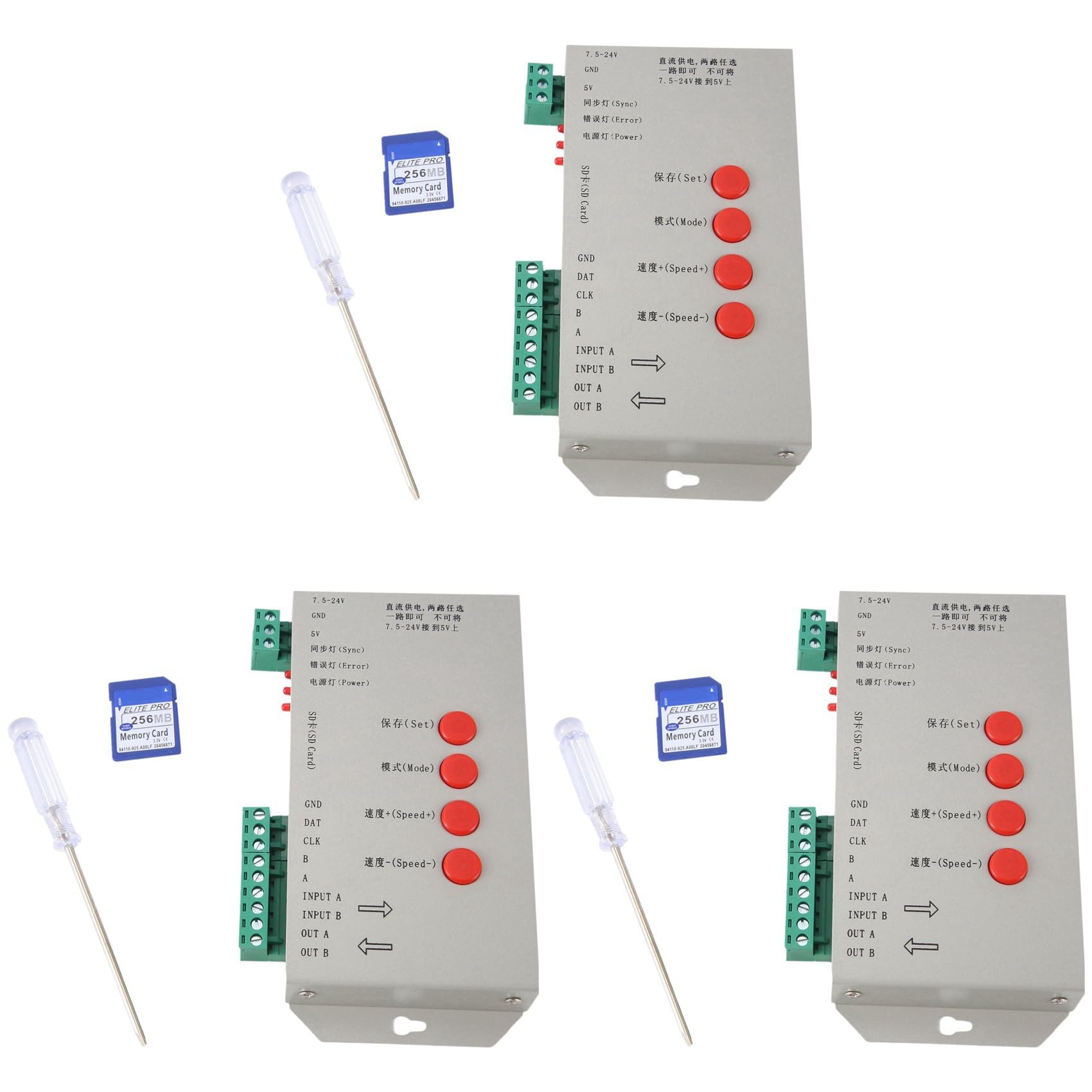 Jnchdghwa 3X RGB LED Controller T1000S SD Card 2048Pixels Controller for WS2801 WS2811 WS2812B SK6812 LPD6803 LED Strip Light