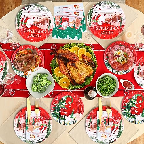 Kesote 24 Sets Christmas Paper Napkins and Plates Christmas Dishes Set Serve for 24 Guests Xmas Party Tableware - Image 5
