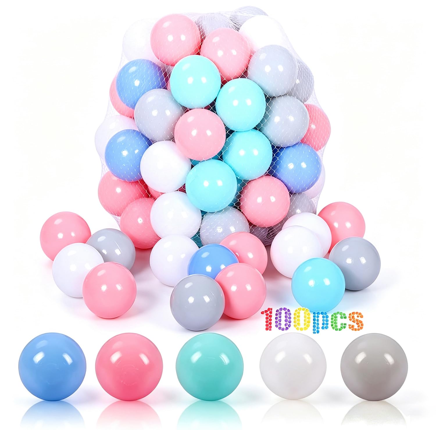 langxun 50 100 200 balls soft plastic ball pit balls for kids, gift for baby toddler birthday christmas, ball pit play tent, baby kiddie pool water toys, party decoration