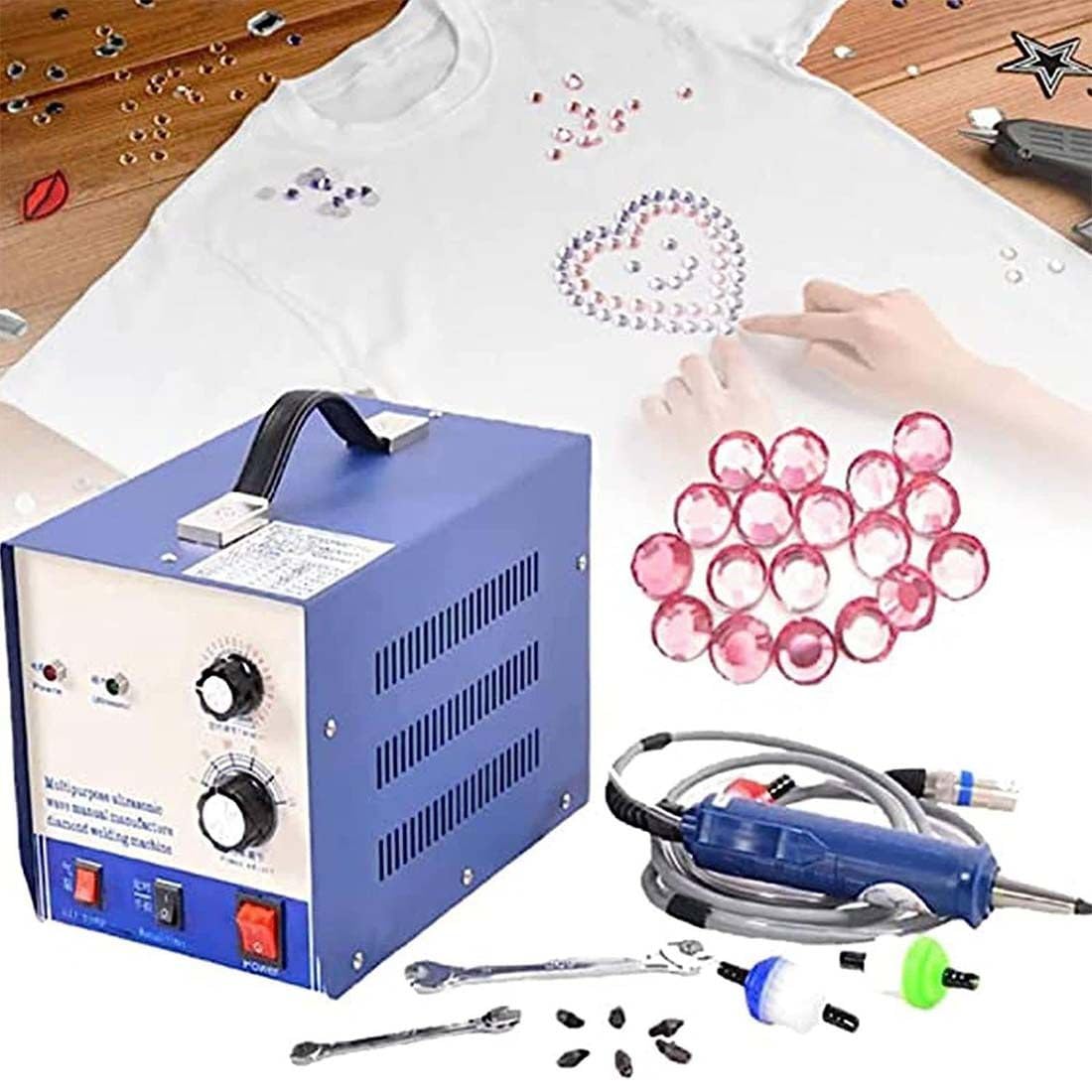 HTDRE Rhinestone and Pearl Setting Machine - No-Glue Crystal and Bead Press Fixing Tool for Clothing, Shoes, Bags, and Decorations