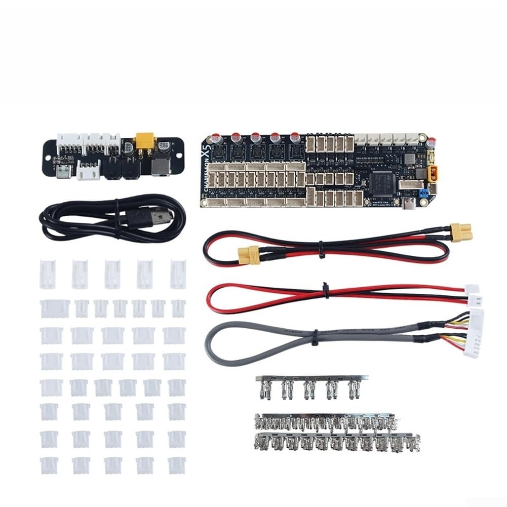 QOXEZY Scheda madre STM32F407VET6 per kit X5 Chameleon multicolore, con 5 driver TMC2209 integrati, supporto illuminazione RGB e connettività estesa del sensore