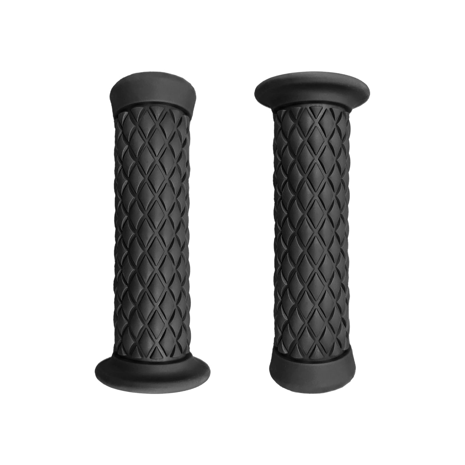 2 PCS Motorcycle Hand Grips, Non-Slip Rubber Handlebar Grip for 7/8" 21mm/24mm Handles, Vintage Comfort Motrobike Thruster Grip with Open End, Universal Motorcycle Accessories (Black)