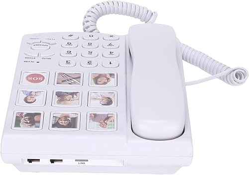 Miniatura 7 de Teléfono de imagen para personas mayores, teléfono fijo de botón grande, teléfono con cable de memoria fotográfica con SOS, para personas mayores,