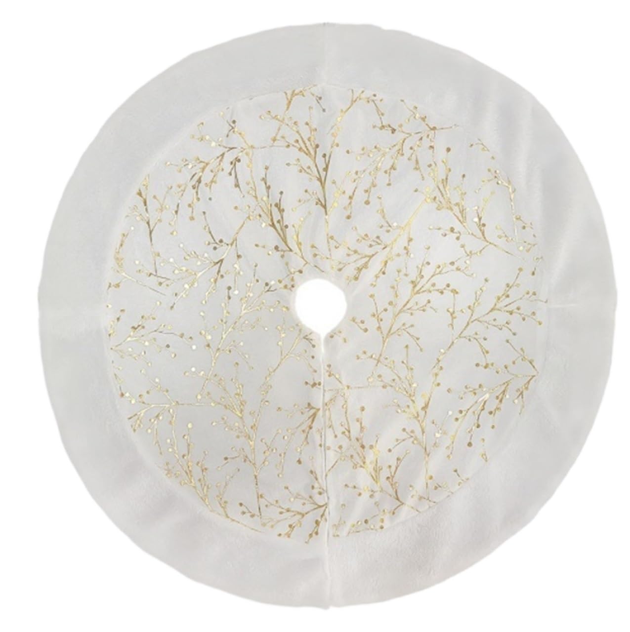 Tappeto Albero di Natale, Gonna per Albero di Natale da 48 Pollici con Bordo in Peluche in Pelliccia Sintetica per Decorazioni per La Casa, Feste Festa Forniture(Gold+White)