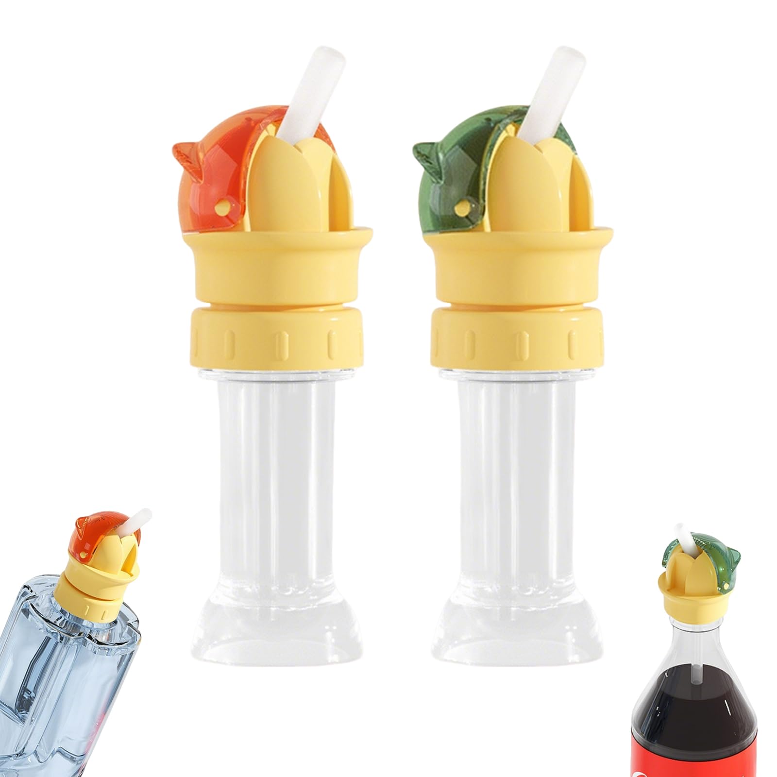 MMDOCO 2 PCS Beverage Water Bottle Straw Lid, Silicone 2 in 1 Portable No-Choking Straw Cap, Reusable No Spill Water Bottle Straw Cap, for Most Standard Bottles