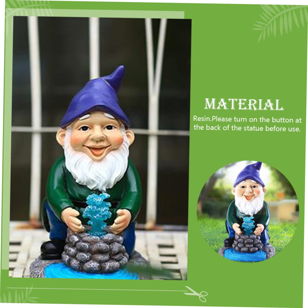 HANABASS GNOME de Jardin Solaire en Résine, Figurine Réaliste Peinte à Main