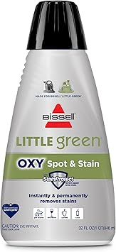 BISSELL Little Green Spot & Stain Cleaning Solution with OXY and StainProtect, for All Leading Portable Carpet & Upholstery Deep Cleaners, Instantly & Permanently Removes Stains, 2038G, 32oz