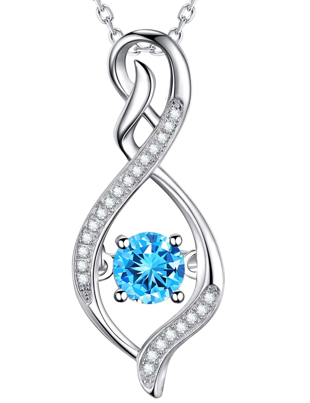 Elegent Infinity Collana Con Topazio Blu - Gioiello In Argento 925 - Pietra Di Dicembre, Ciondolo Infinito