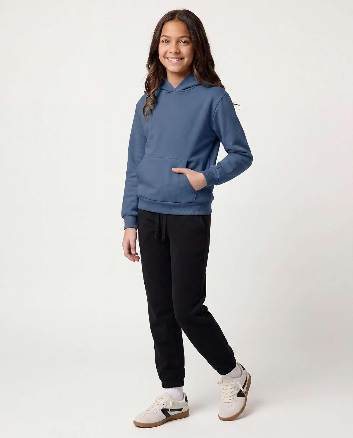 Real Essentials 3 Pack: Girls' Soft Brushed Fleece Pullover Hoodie Sweatshirt With Kangaroo Pocket (Ages 4-16)