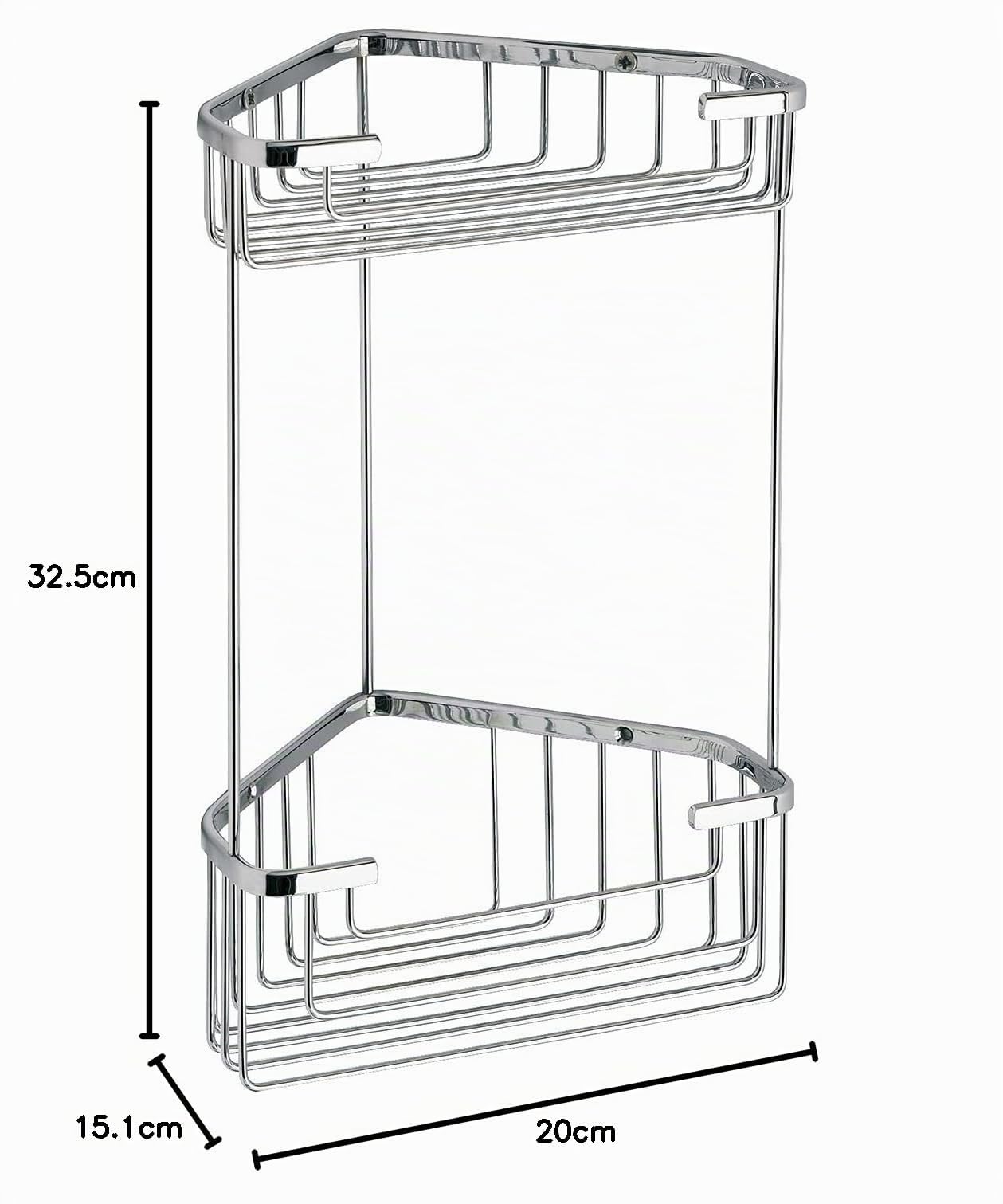 GEDY Portaoggetti doccia angolare in filo, Misure e peso: 32,5X20X15,1 CM & 0,59 KG, Porta oggetti per bagno realizzato in acciaio inox, Cromato, Design R&S Gedy, 2 anni di garanzia