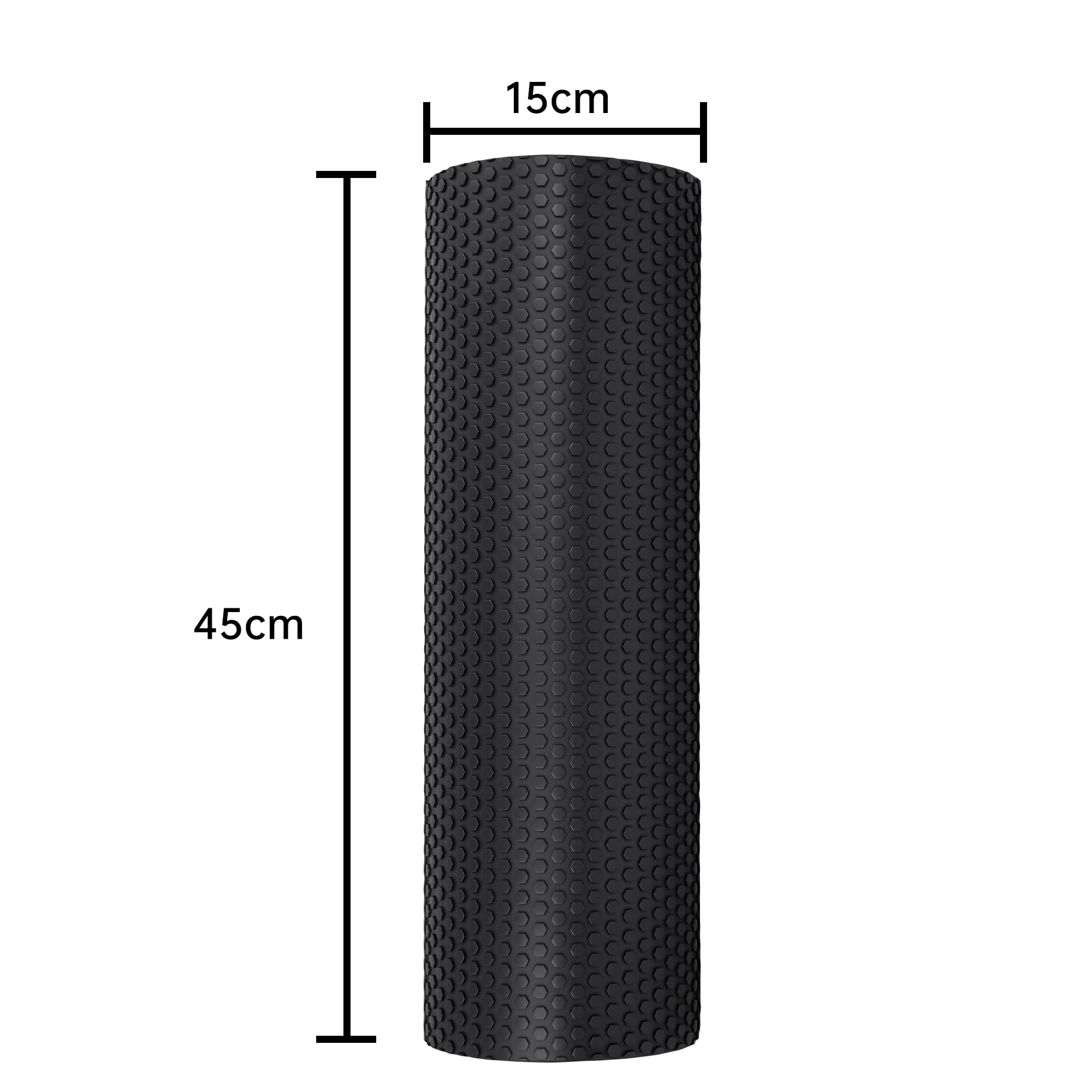 Rodillo de Espuma De Alta Densidad para Masaje Muscular y Estiramientos | Foam Roller para Yoga Pilates Rehabilitación y Fitness |Alivio Miofascial l Espalda y Piernas | Varias medidas l Negro