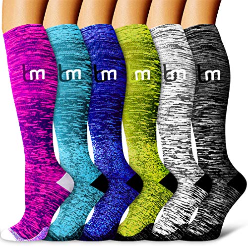 Bluemaple Copper Compression Socks Women and Men-Best for Running,Athletic,Varicose Veins,Nursing,Hiking,Recovery & Flight Socks