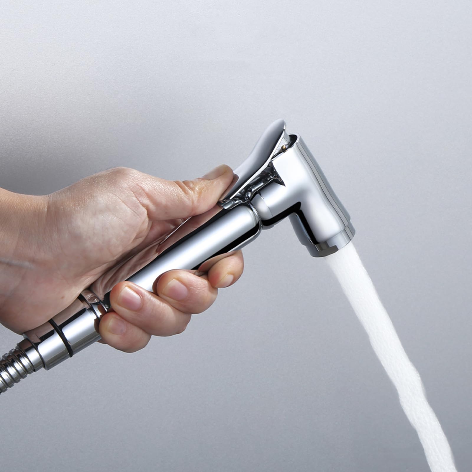 Grifo Portatil para Wc Kit Cromado Juego de Ducha de Mano de Bidé Latón para Higiene Personal,Tubo de Acero Inoxidable C
