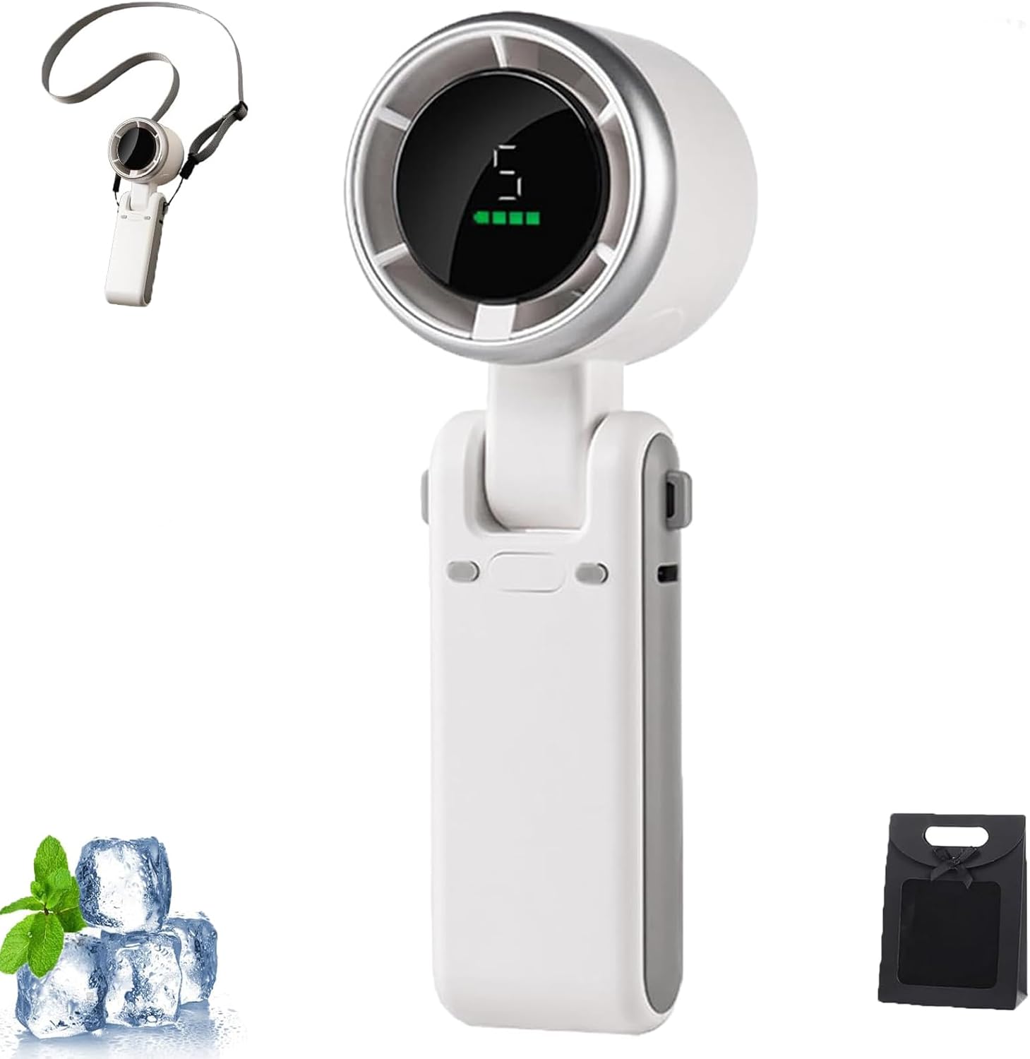 Dodorado Fan, Portable Handheld Turbo Fan, 3-in-1 Mini 180° Foldable Powerful Winds Turbo Fans with 5 Speeds, USB Rechargeable Cooling Personal Fans Travel (White)