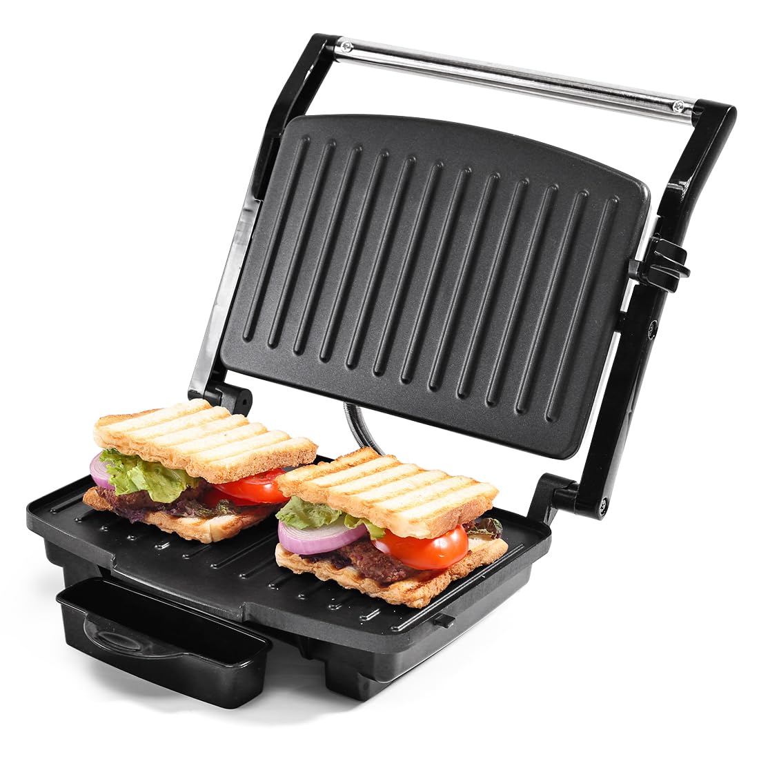 Wonderchef Essenza Contact Grill | 400W | For Thick Sandwiches, Burgers, Patties | Dual-side Heating | Non-stick Grill Plates | Oil Collector Tray | LED Indicator | Compact Design | 1-Year Warranty-image-44