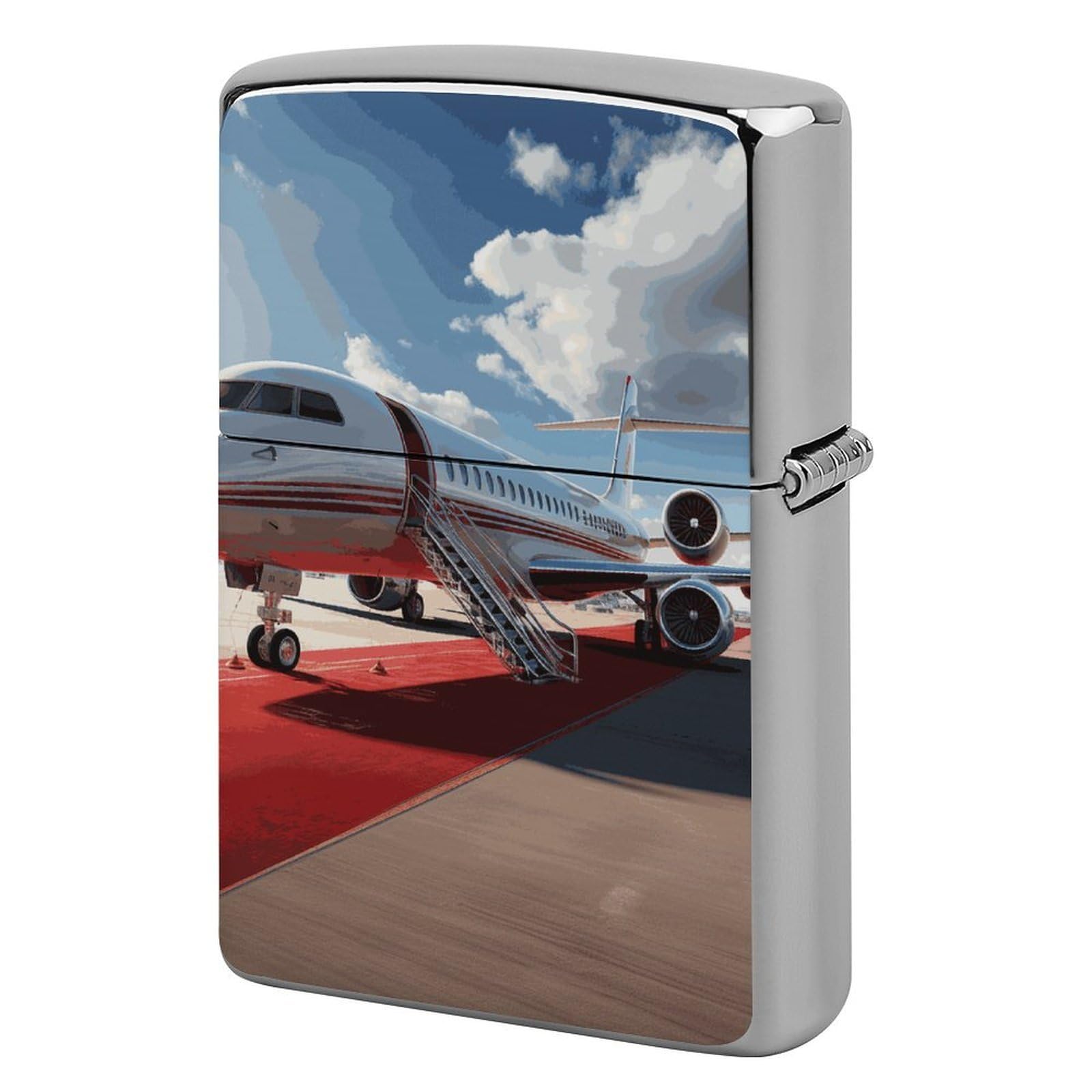 Red Carpet Airplane Lighter Case for Men, Personalized Lighter Cover for Valentine's Day Gifts, Flip-Top Lighters Shell for Outdoor, Portable Lighters Protective Sleeve