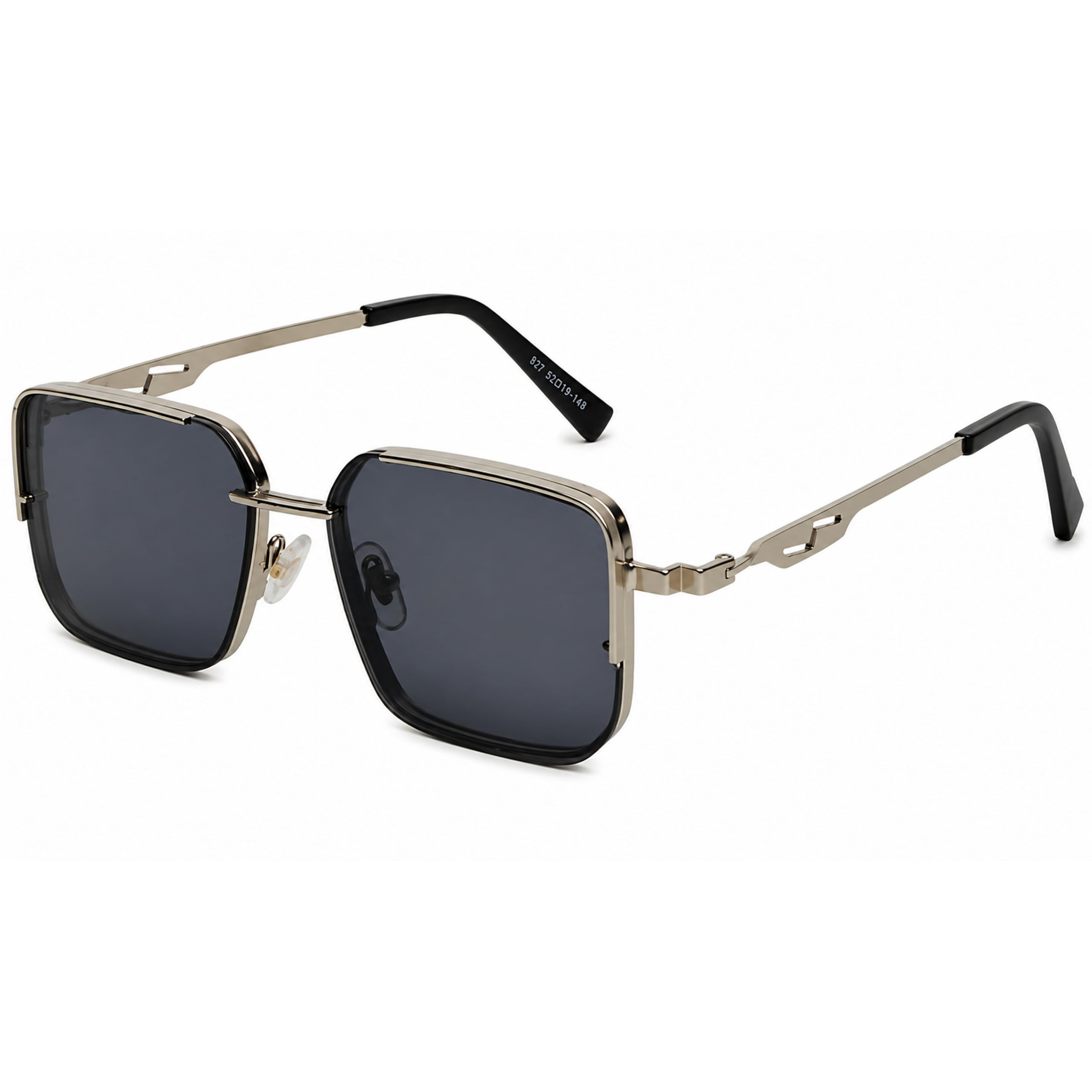 dervin UV Protectead Retro Square Sunglasses For Men & Women (Silver-Black)-picture-15