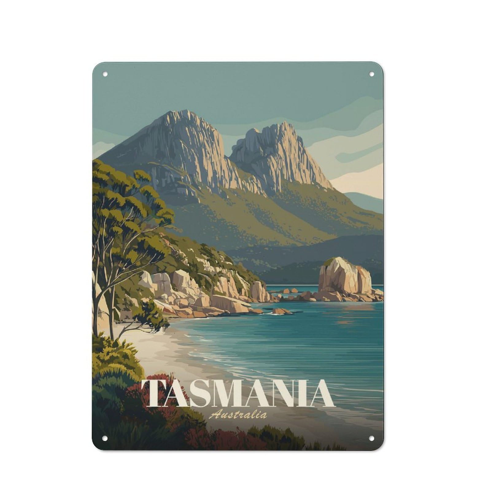 Junmoney Style-24 Tasmania Australia Vintage Rustic Metal Plaque 40X30cm For Living Room Or Hallway, For Garage, Workshop And Man Cave Decoration