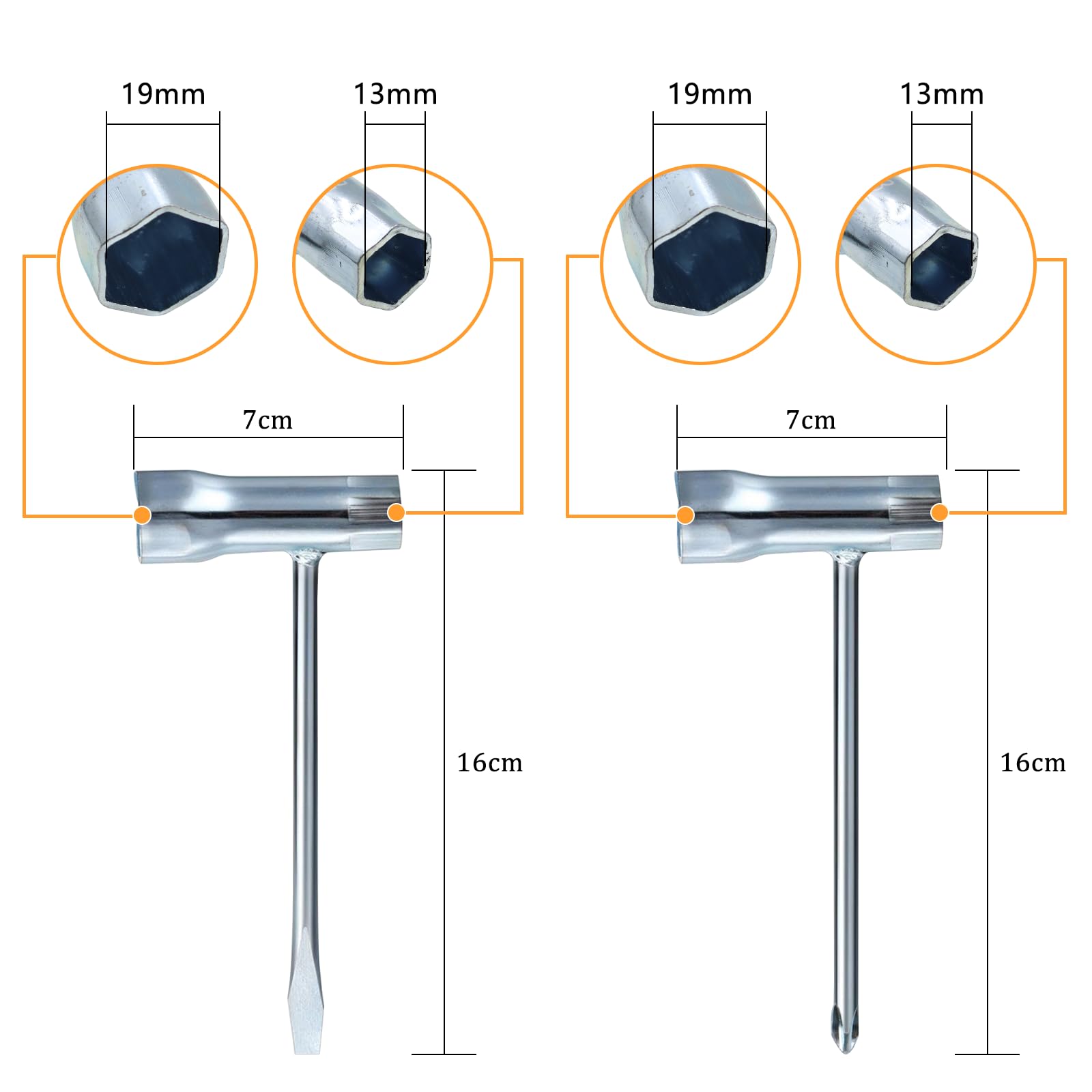 AUXBC T-Schraubenschlüssel 13 & 19 Mm – Kombiwerkzeug Für Kettensägen, Zündkerzen & Mehr
