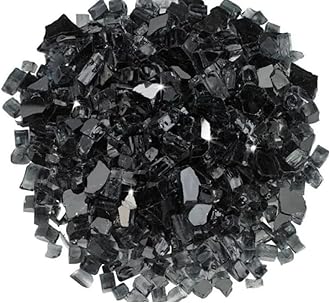 R H LIFESTYLE Crushed Glass/Fire Pits for Resin Art High Luster Fire Glass Used Specially for Resin Art/Geode Art Fire Pit Crafts (Dark Black 6mm, 200G)
