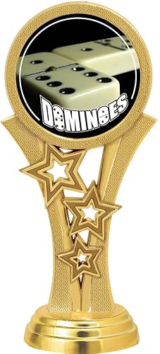 Miniatura 2 de Crown Awards Trofeos de dominó, trofeo de dominó negro medianoche de 11 pulgadas, personaliza ahora