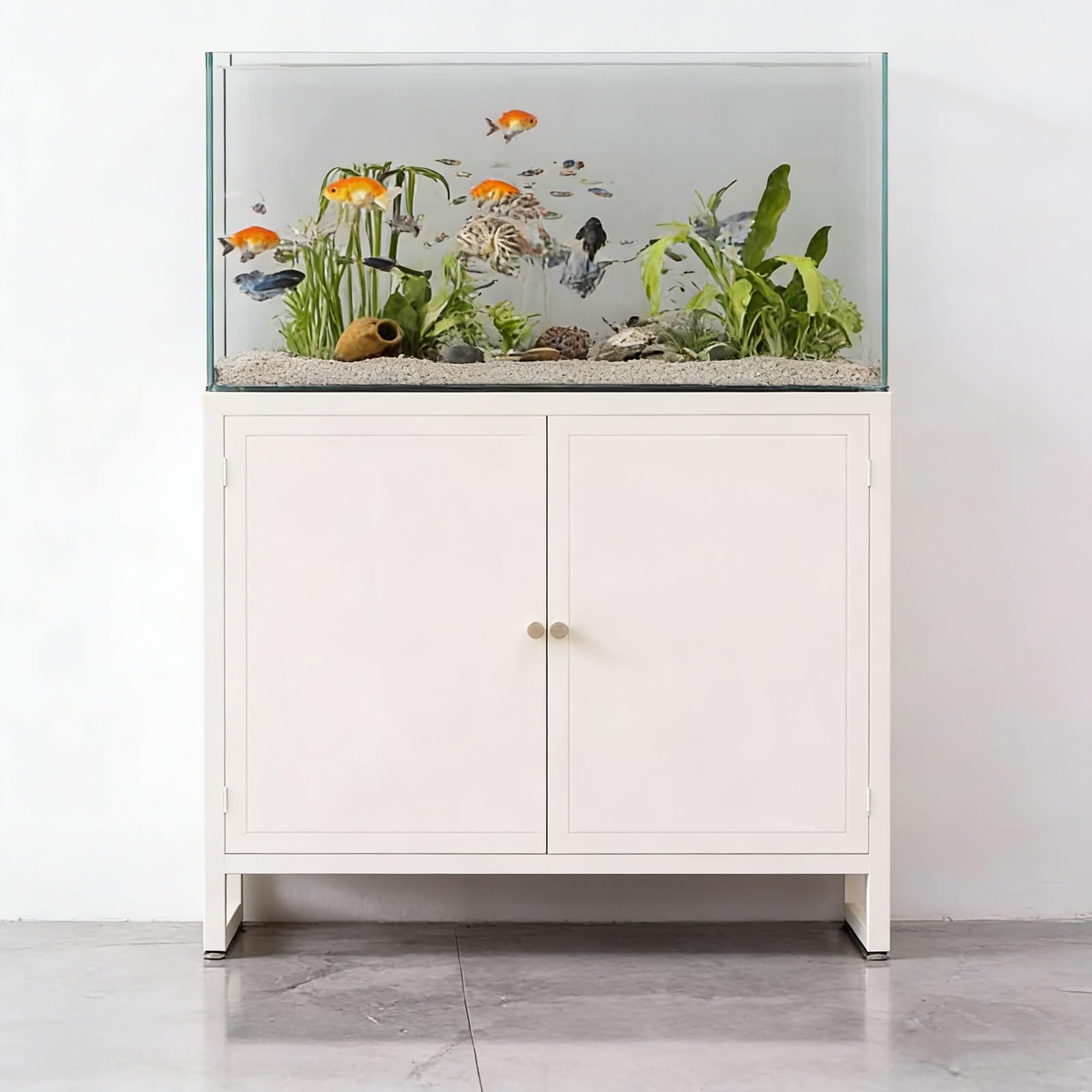 HBALDTEDC Aquarium Stand Metal Frame, Metal Aquarium Stand Compact Multicolor MultiSize Sturdy Base for Living,Reception,Offices(White,80x40cm/31.5x15.7in)