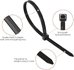12 Dents Zip en forme de V de pouce à double face,250 LBS Câble de force de traction lourd de service fils avec auto-portage réglables plus durables en nylon bandes pour l'intérieur extérieur(50 Pack)