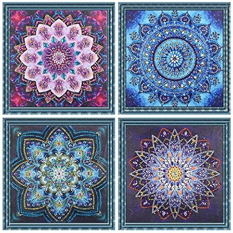 VVBAOZI DIY Mandala Diamond Painting 4 Pack Special Shape Crystal Rhinestone Diamond Art Mandala Kits for Adults (Canvas Size 9.84''×9.84'') Cover