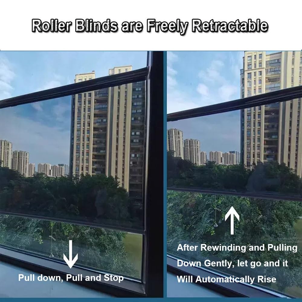 generisch Einwegspiegel-Rollo Thermorollo Verdunkelungs Rollo transparent Verdunklungsrollo Fenster Rollos Tagessichtschutz W 32/40/60/80/100/120/160cm(W 80x H 200cm)