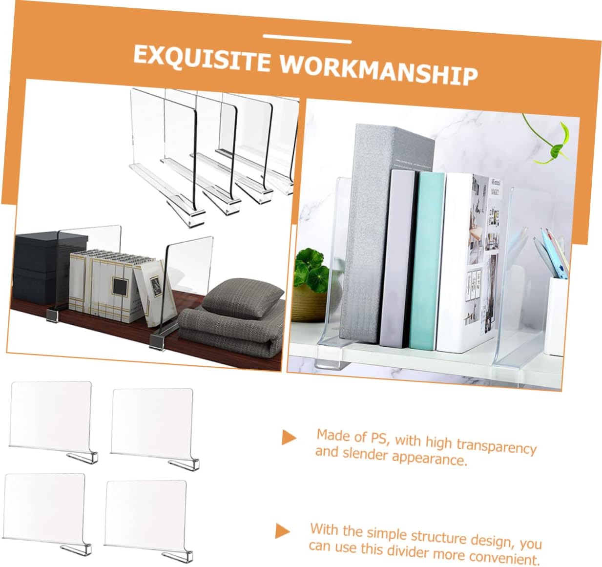 PRETYZOOM 4pcs Closet Dividers for Shelves Wire Shelf Organizers Wardrobe Clothes Separator Book Divider Organizer Bins