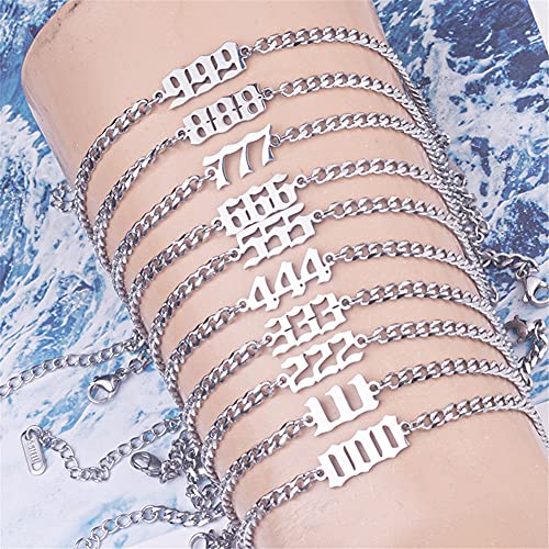 000-999 Lucky Angel Number Bracelet Charm Dainty Stainless Steel Number Bracelet Link Adjustable for Women Fashion Wristband Jewelry Gifts4