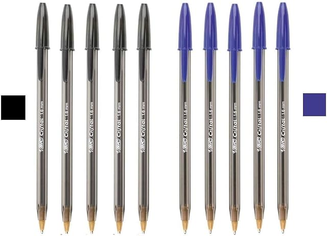 Bic 1.6mm Large Black & Blue Bold Ink Pen - 5 Black & 5 Blue