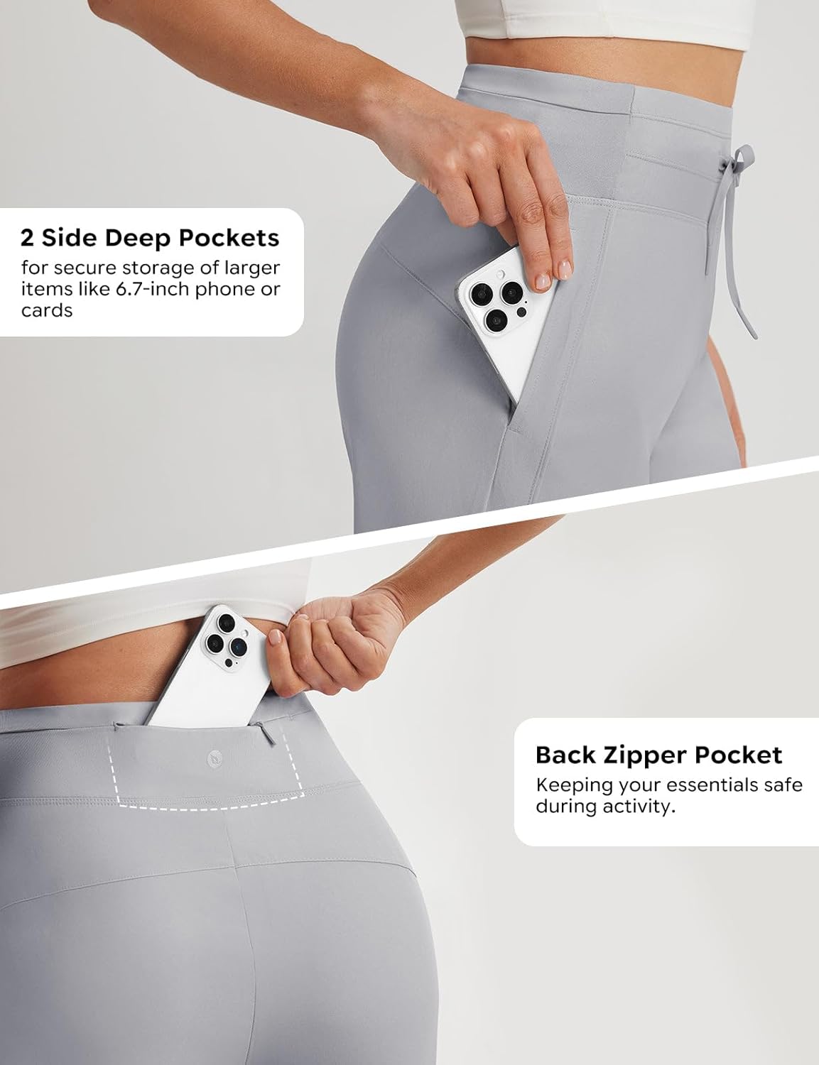 baleaf Women's 9" Athletic Running Long Shorts with Pockets Quick Dry Knee Length Bermuda Shorts High Waisted UPF 50+ - Image 5