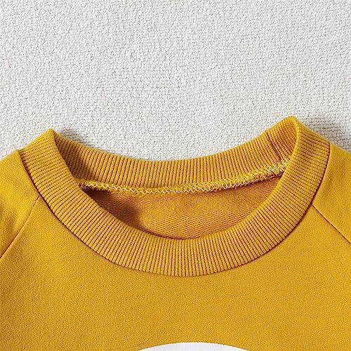 Boy's Fleece Sweatshirts Baby Boy Long Sleeve Monogram Printed Hoodies Sweatshirt Sweatsuit Fall (Yellow, 3-4 Years) 5
