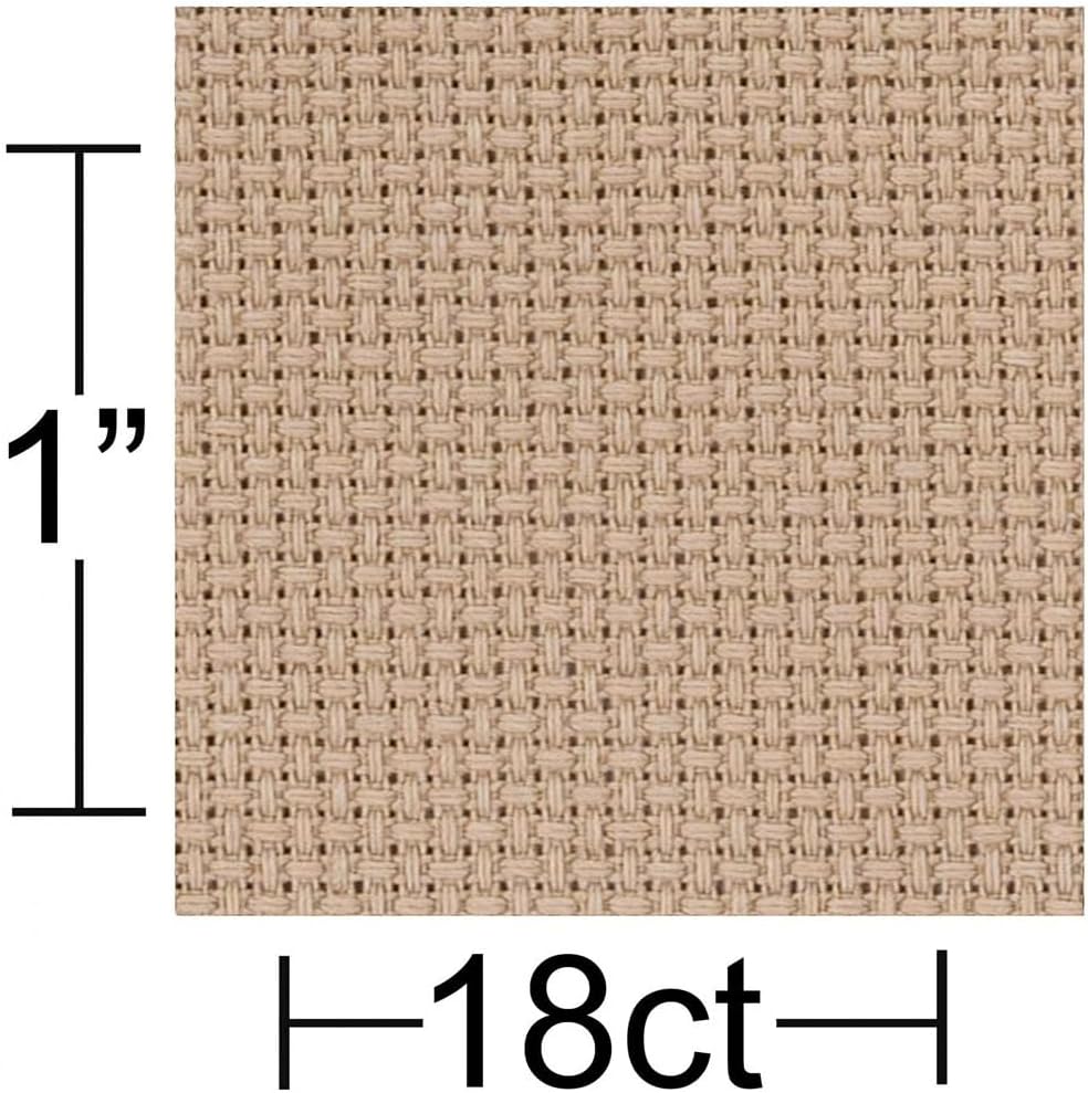 Essentials By Leisure Arts Aida Cloth, 18 Count, Beige, Cross Stitch Fabric, Embroidery Fabric, Cross Stitch Supplies for Crafting, Stitching, and Sewing Projects 15X18
