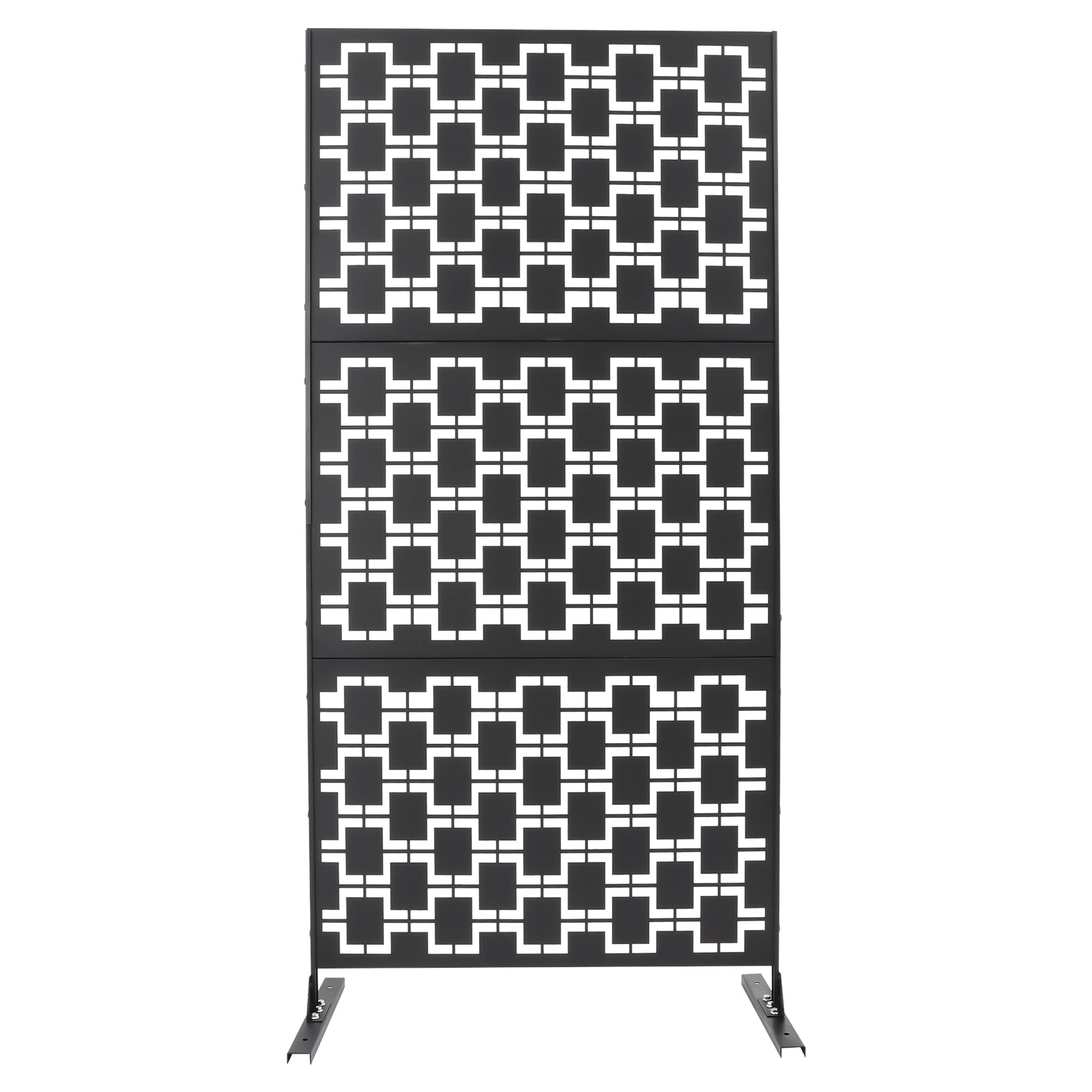 Outdoor Metal Privacy Screen 35.4x74.8 Inch Decorative Privacy Screen Freestanding Privacy Screen with Stand for Patio Garden Balcony Porch Backyard