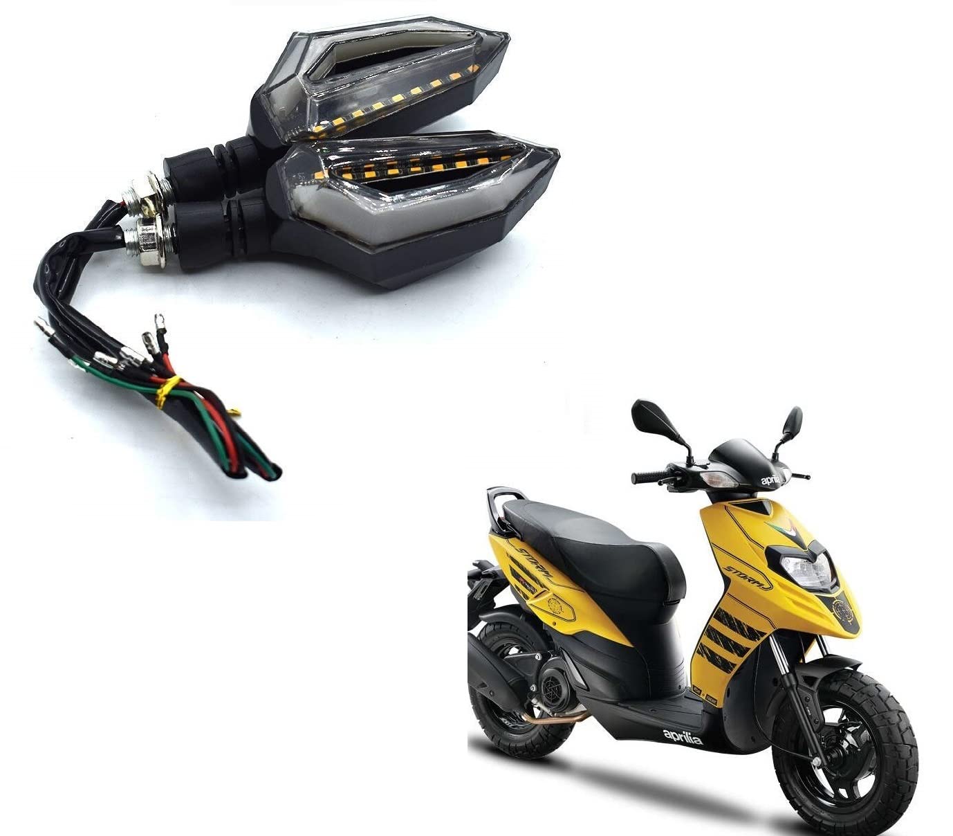 AUTOADDICT Auto Addict D Shape Front and Rear Indicator LED Blinker Light(Pack of 4, yellow & Blue) For Aprilia Storm 125-image-32