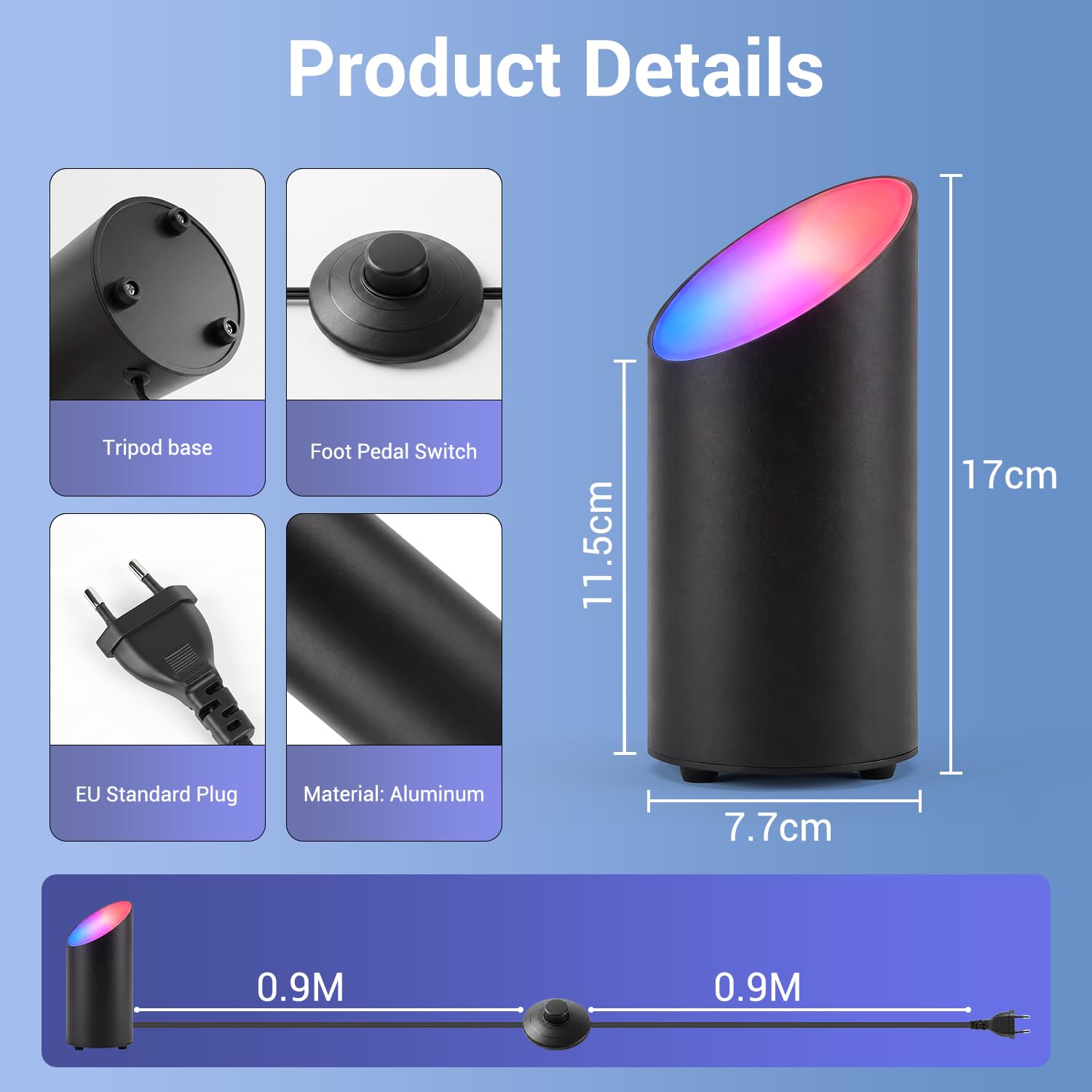 LED Uplight Spotlight,Foco LED 8W, RGB LED floor lamp Foco de Pie 2PCS