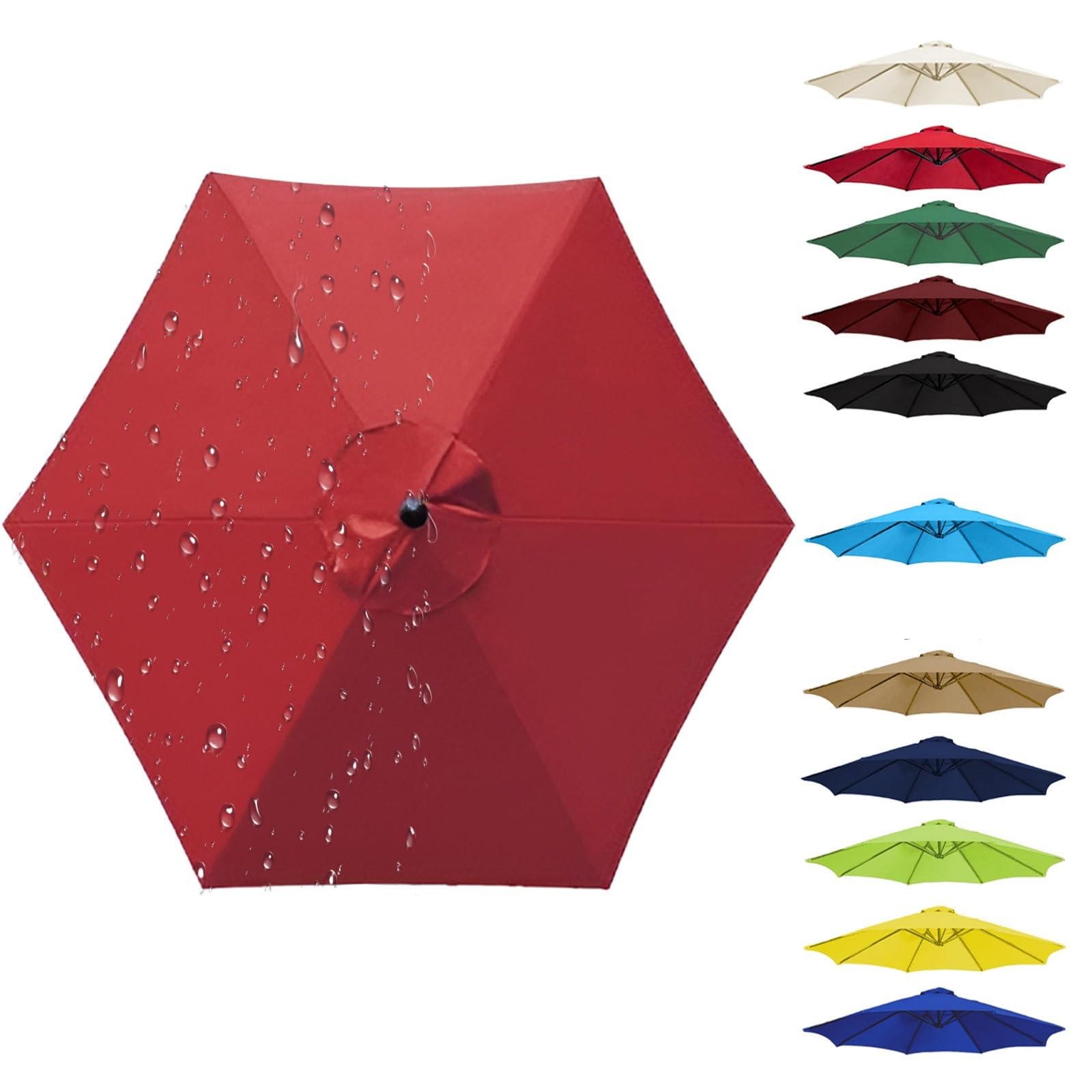 6 Ribs 8 Ribs Sun Umbrella Replacement Cloth,Umbrella Replacement Parasol Cover, Sun Umbrella Replacement Cloth For Patio/beach/backyard/swimming Pool Parasol Fabric Canopy Cover(Red,(6Rib)3.0m/118in)