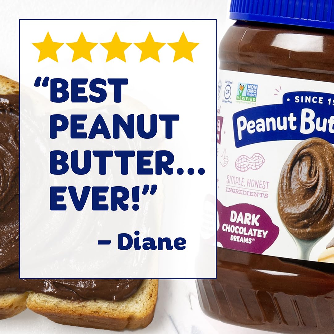 Peanut Butter & Co. Dark Chocolatey Dreams Peanut Butter, Chocolate Peanut Butter Spread, 6g Protein, Non-GMO Project Verified, Gluten Free, Vegan, Creamy Chocolate Peanut Butter, 16 Ounce (Pack of 3)